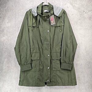 Bloggerlove Olive Hooded Lightweight Lined Packable Parka Jacket Women's Small